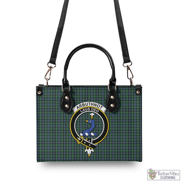 Arbuthnot Tartan Luxury Leather Handbags with Family Crest - Tartan Vibes Clothing