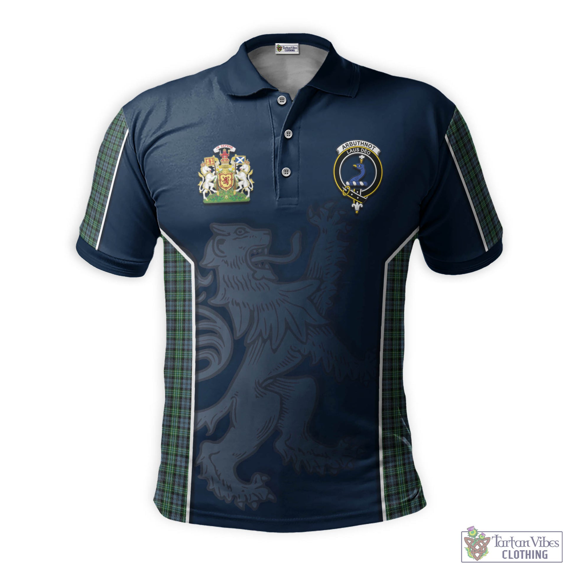 Tartan Vibes Clothing Arbuthnot Tartan Men's Polo Shirt with Family Crest and Lion Rampant Vibes Sport Style