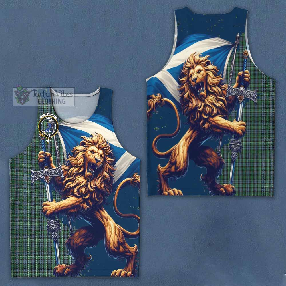 Tartan Vibes Clothing Arbuthnot Tartan Family Crest Men's Tank Top with Scottish Majestic Lion