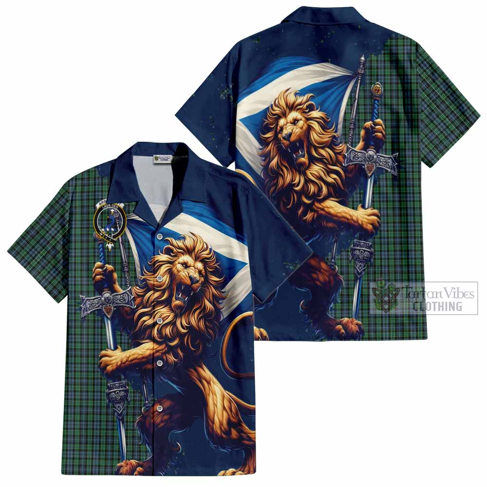 Arbuthnot Tartan Family Crest Hawaiian Shirt with Scottish Majestic Lion - Tartan Vibes Clothing