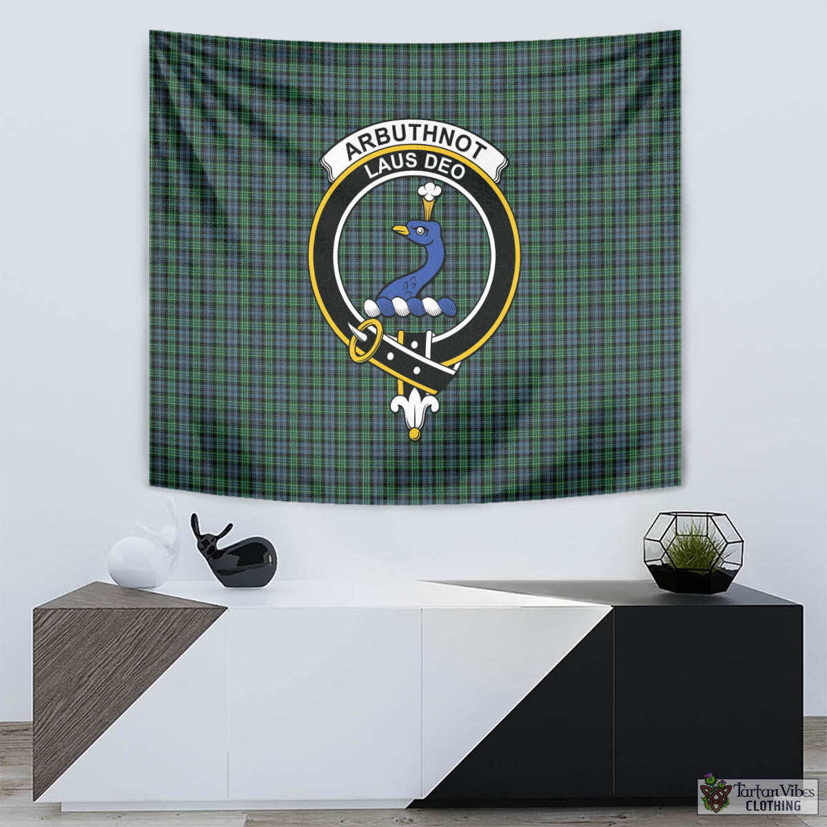 Tartan Vibes Clothing Arbuthnot Tartan Tapestry Wall Hanging and Home Decor for Room with Family Crest