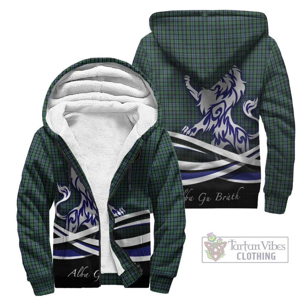 Arbuthnot Tartan Sherpa Hoodie with Alba Gu Brath Regal Lion Emblem Unisex - Tartanvibesclothing Shop