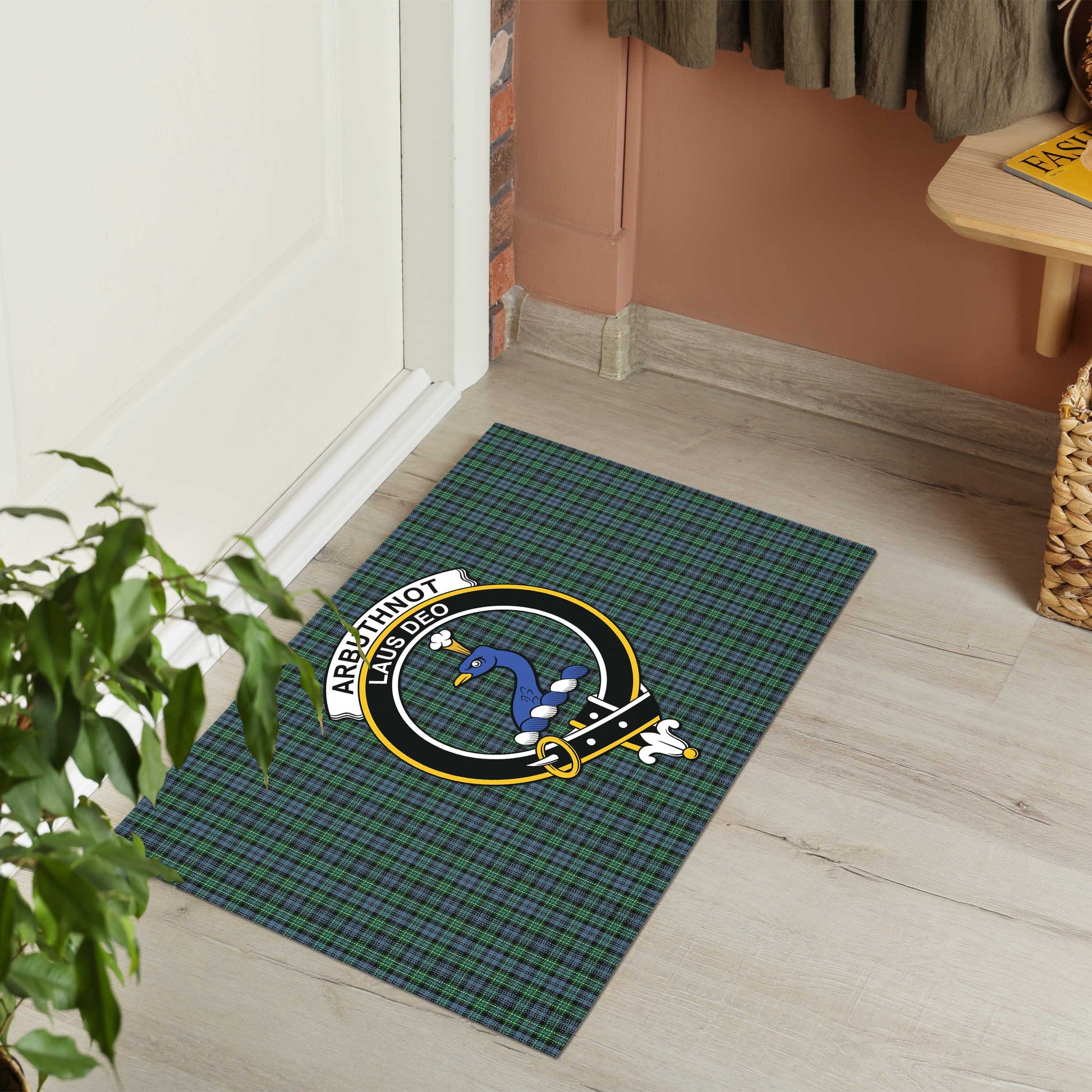 Arbuthnot Tartan Door Mat with Family Crest - Tartanvibesclothing