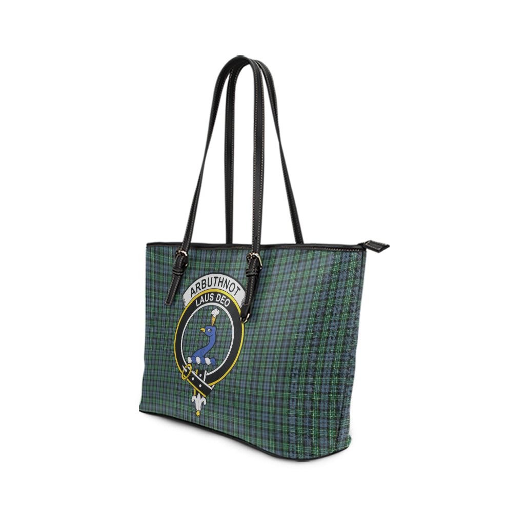 Arbuthnot Tartan Leather Tote Bag with Family Crest - Tartanvibesclothing