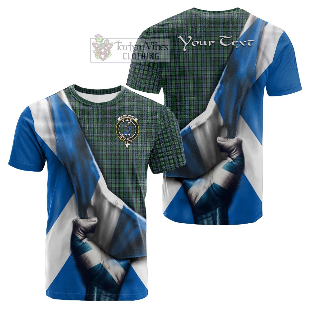 Tartan Vibes Clothing Arbuthnot Tartan Cotton T-shirt with Family Crest Scotland Patriotic Style