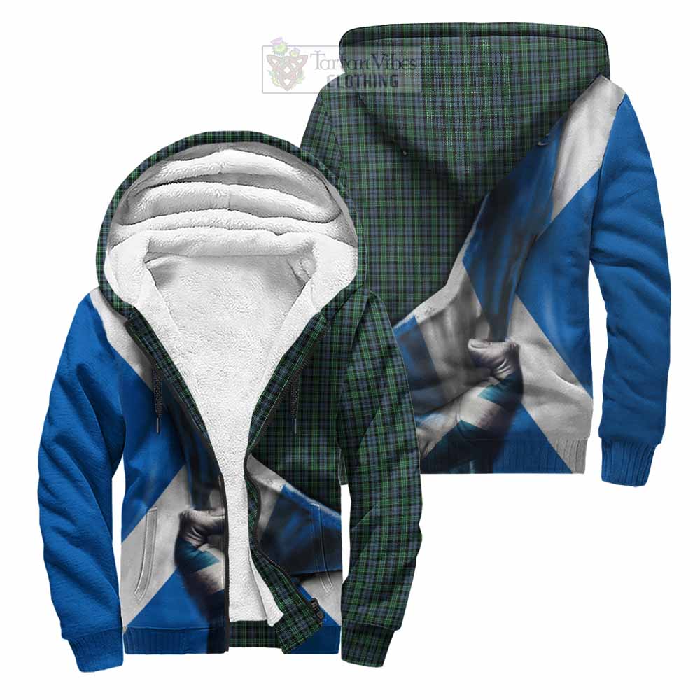 Tartan Vibes Clothing Arbuthnot Tartan Sherpa Hoodie with Family Crest Scotland Patriotic Style