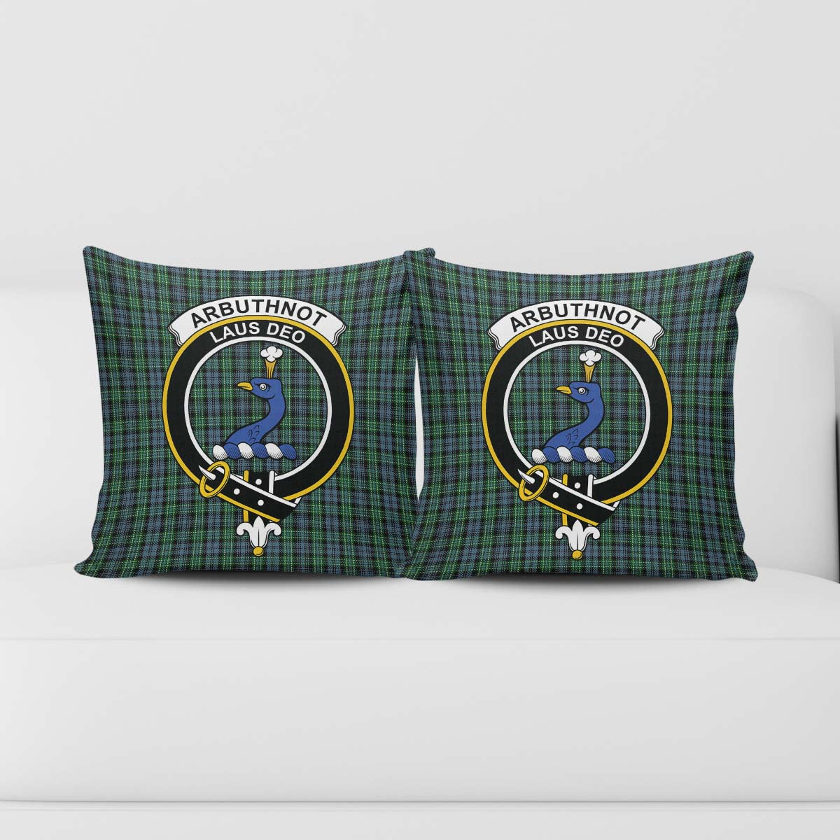 Arbuthnot Tartan Pillow Cover with Family Crest - Tartanvibesclothing