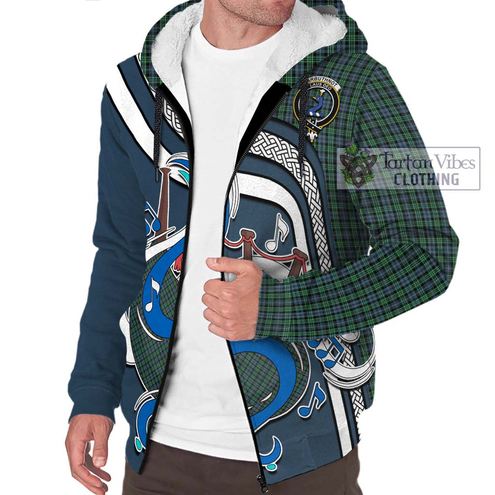 Arbuthnot Tartan Sherpa Hoodie with Epic Bagpipe Style Unisex - Tartanvibesclothing Shop