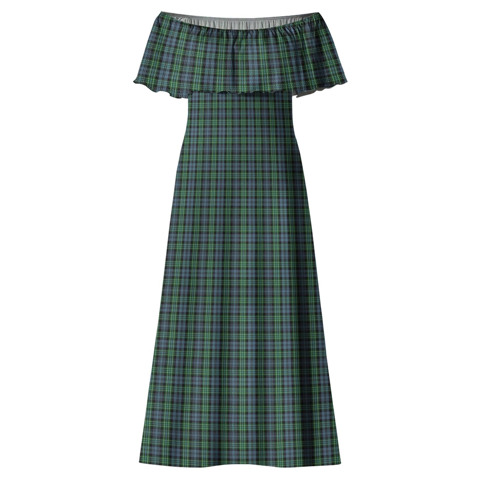 Arbuthnot Tartan Off Shoulder Long Dress - Tartanvibesclothing