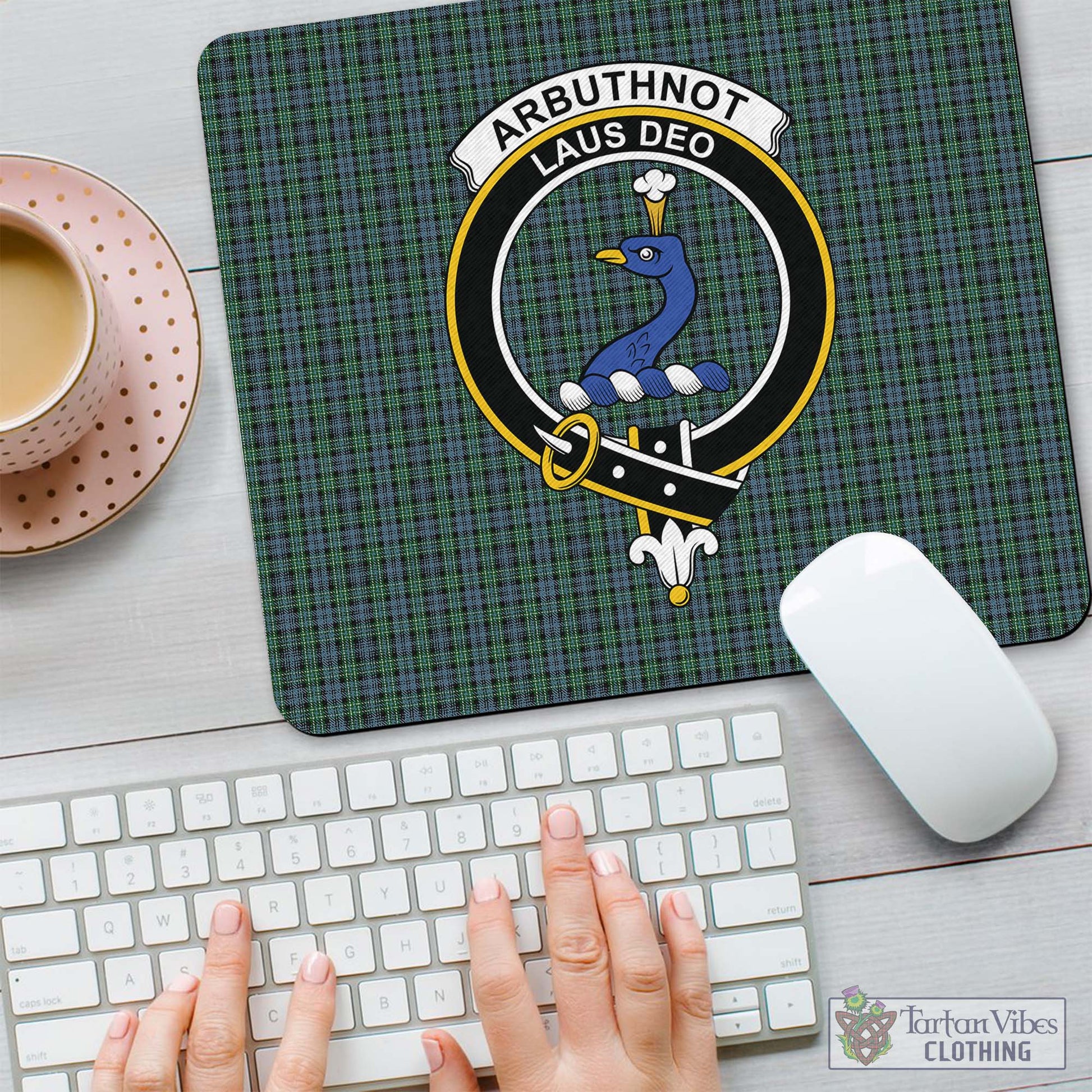 Tartan Vibes Clothing Arbuthnot Tartan Mouse Pad with Family Crest