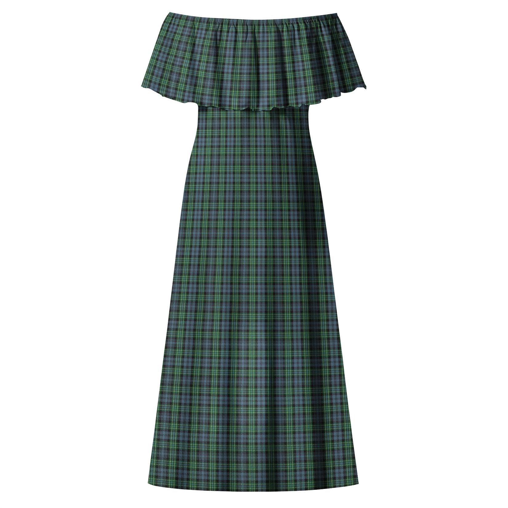 Arbuthnot Tartan Off Shoulder Long Dress - Tartanvibesclothing