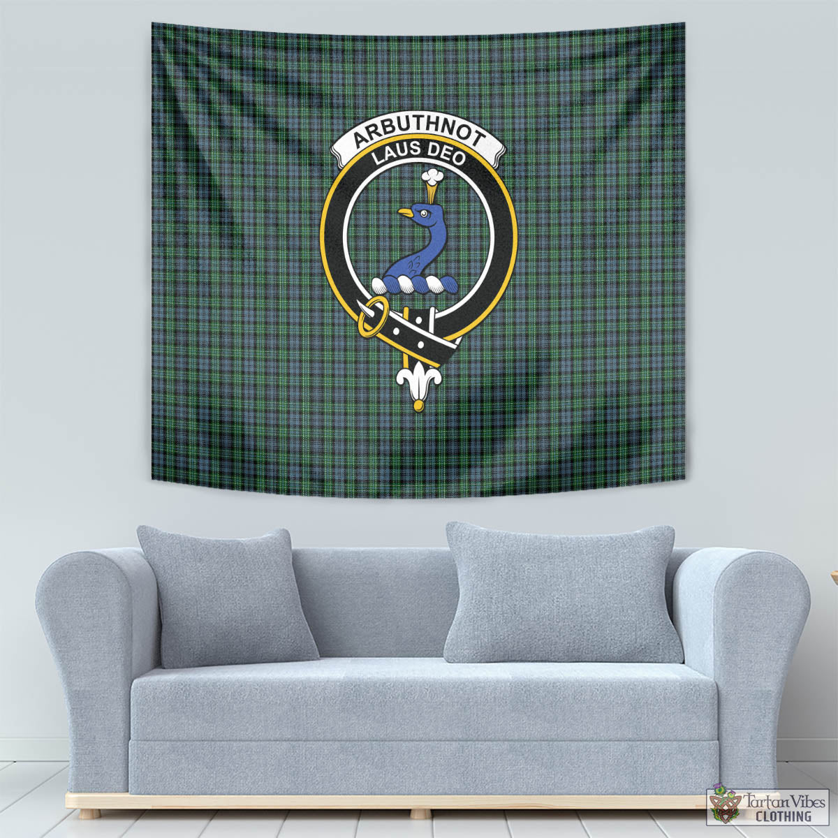 Tartan Vibes Clothing Arbuthnot Tartan Tapestry Wall Hanging and Home Decor for Room with Family Crest