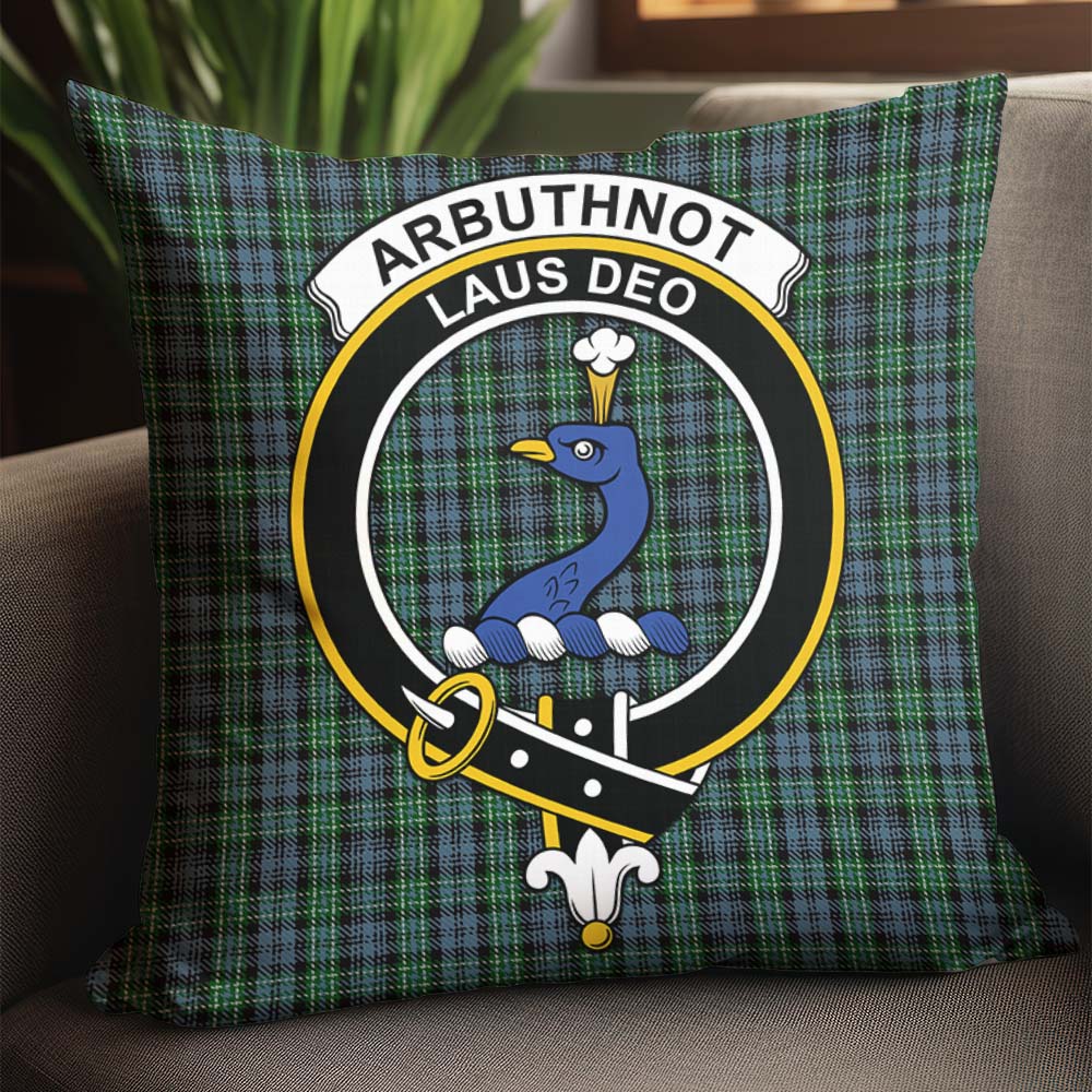 Arbuthnot Tartan Pillow Cover with Family Crest - Tartanvibesclothing