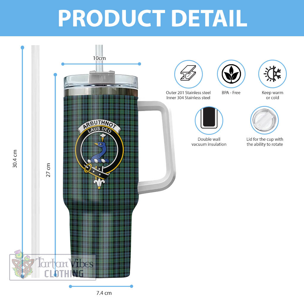 Tartan Vibes Clothing Arbuthnot Tartan and Family Crest Tumbler with Handle