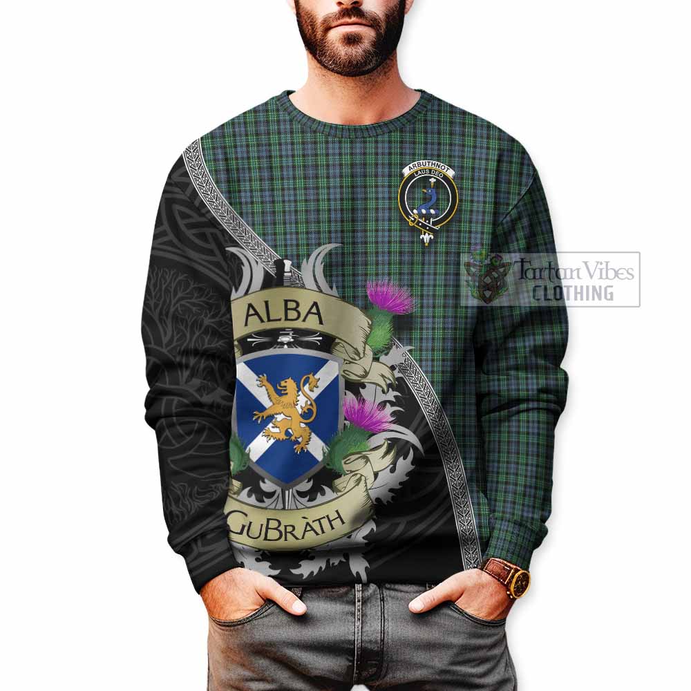 Arbuthnot Tartan Family Crest Sweatshirt Lion Rampant Royal Thistle Shield Celtic Inspired - Tartan Vibes Clothing