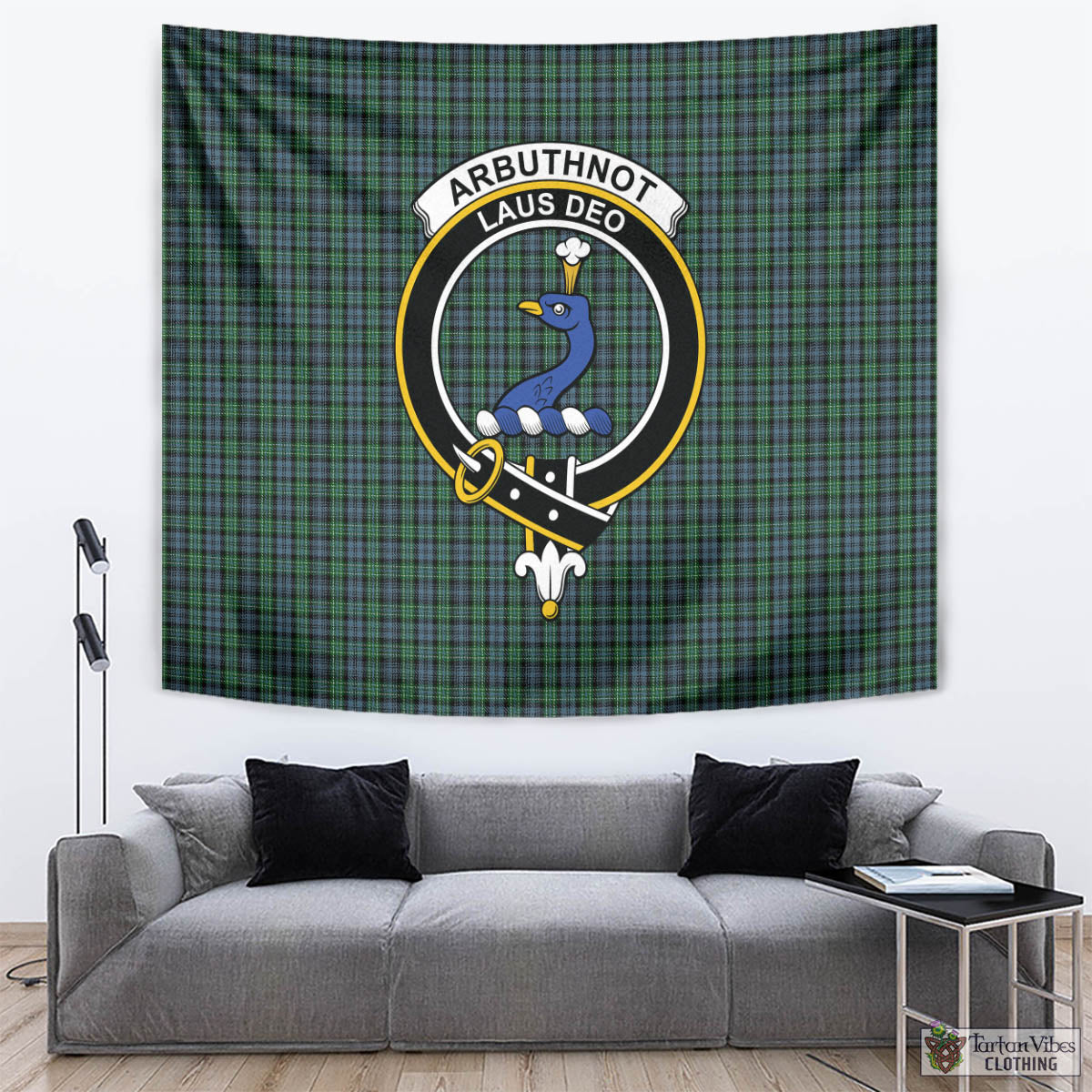 Tartan Vibes Clothing Arbuthnot Tartan Tapestry Wall Hanging and Home Decor for Room with Family Crest