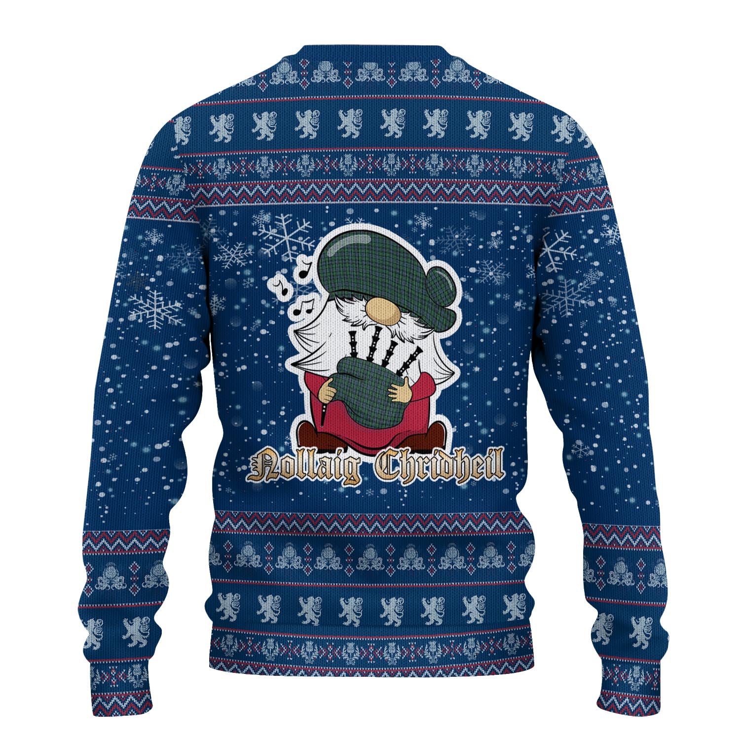 Arbuthnot Clan Christmas Family Knitted Sweater with Funny Gnome Playing Bagpipes - Tartanvibesclothing