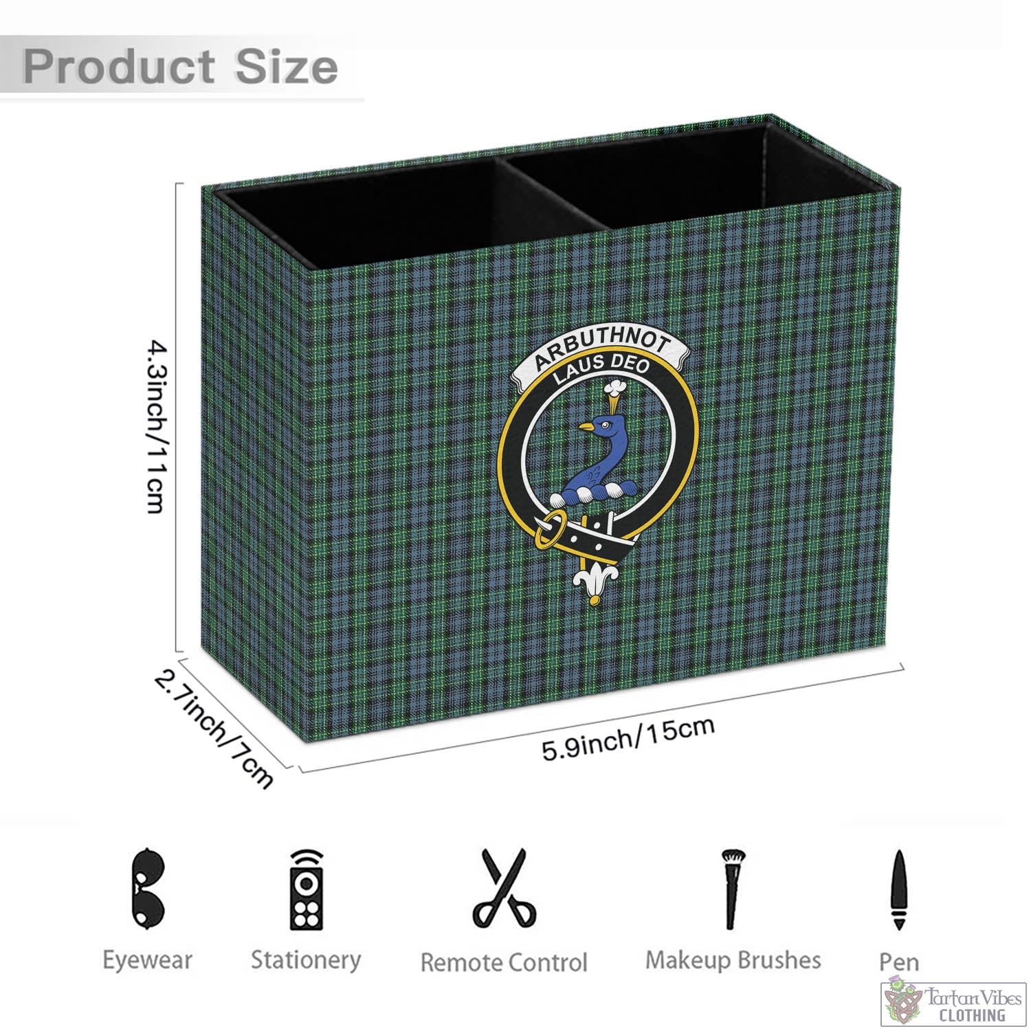 Tartan Vibes Clothing Arbuthnot Tartan Pen Holder with Family Crest