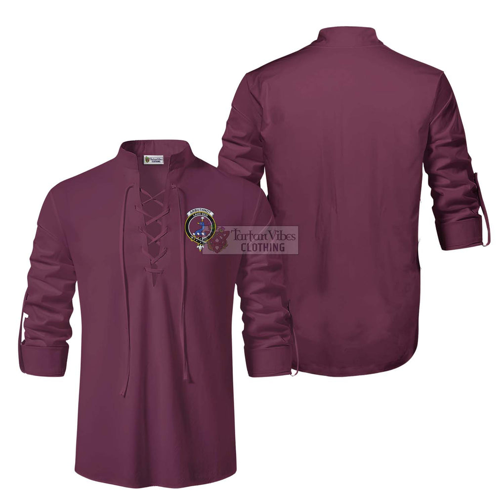 Arbuthnot Clan Crest Ghillie Kilt Shirt Men Burgundy - 2D-tartanvibesclothing