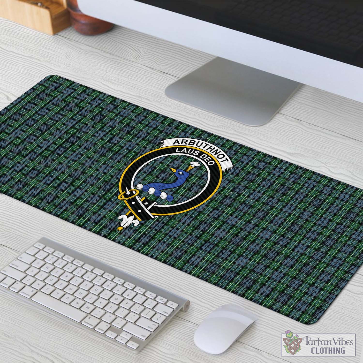 Tartan Vibes Clothing Arbuthnot Tartan Mouse Pad with Family Crest