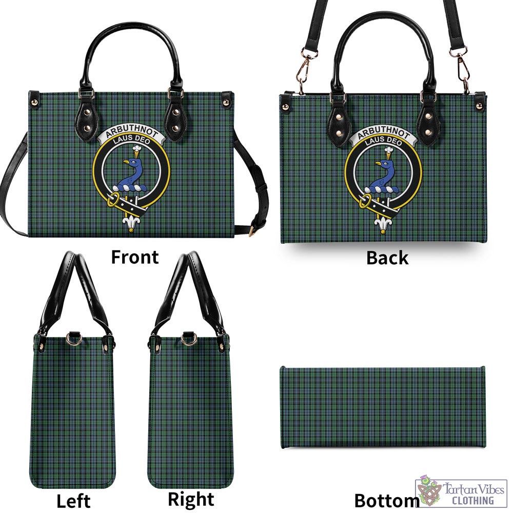 Tartan Vibes Clothing Arbuthnot Tartan Luxury Leather Handbags with Family Crest