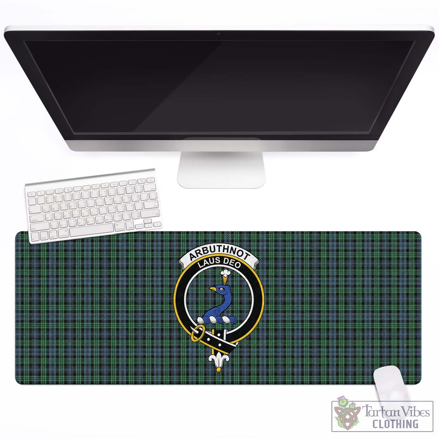 Tartan Vibes Clothing Arbuthnot Tartan Mouse Pad with Family Crest