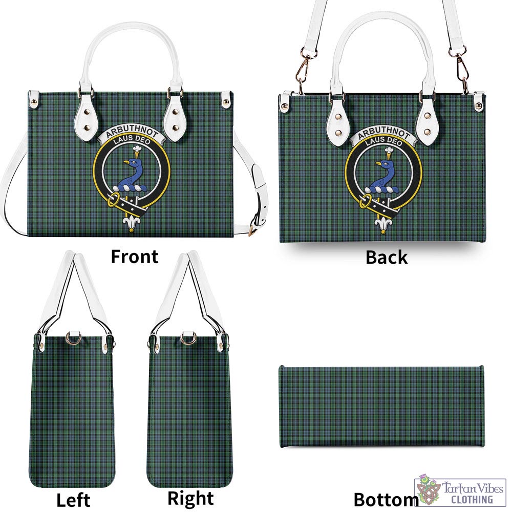 Tartan Vibes Clothing Arbuthnot Tartan Luxury Leather Handbags with Family Crest