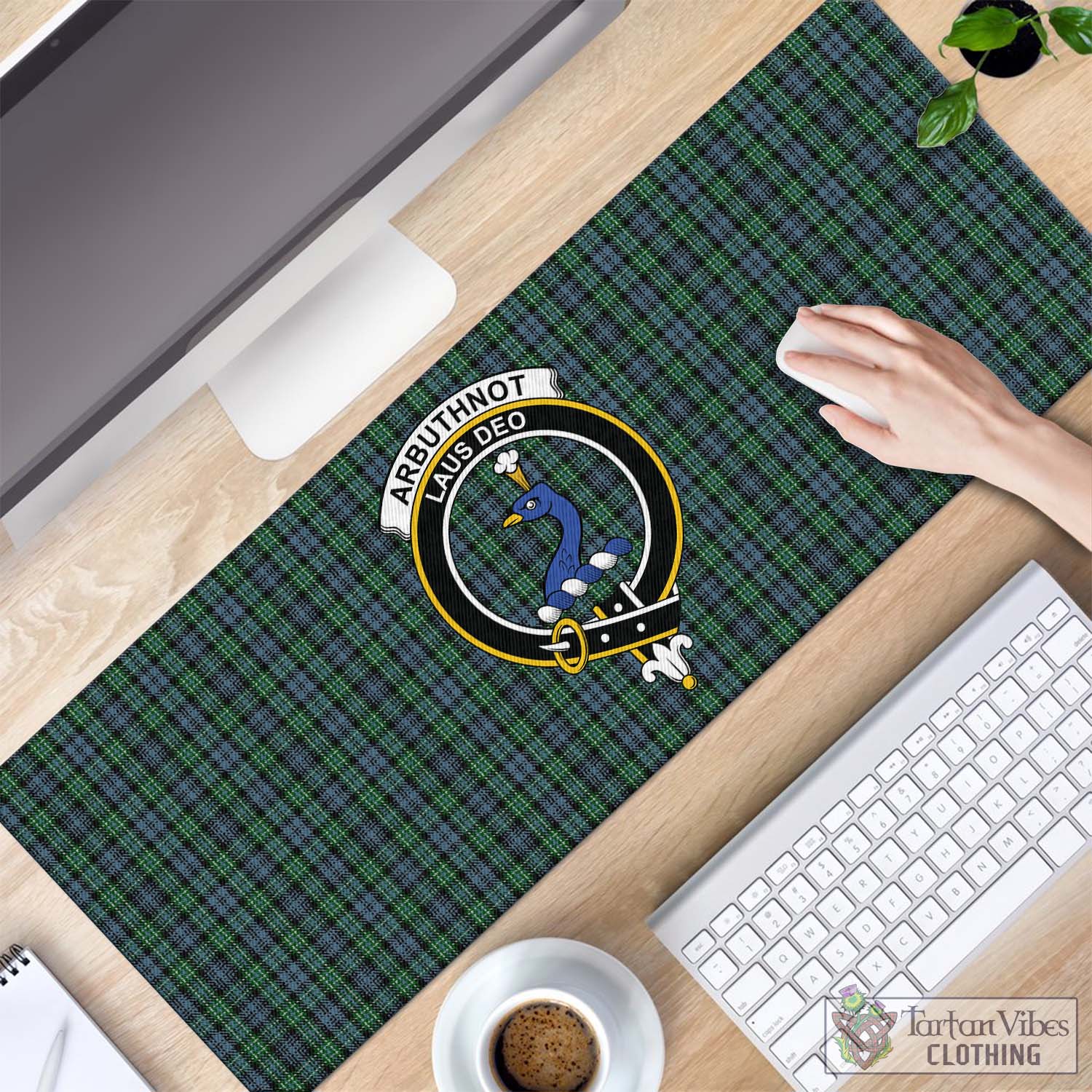 Tartan Vibes Clothing Arbuthnot Tartan Mouse Pad with Family Crest