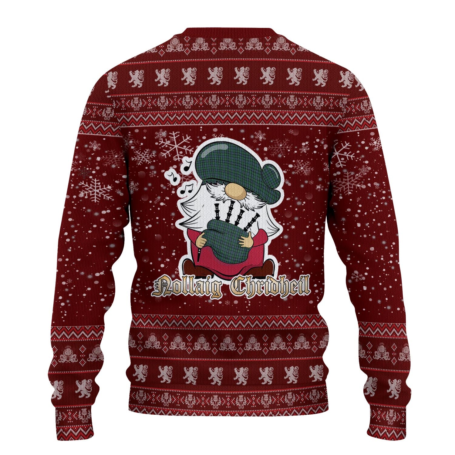 Arbuthnot Clan Christmas Family Knitted Sweater with Funny Gnome Playing Bagpipes - Tartanvibesclothing