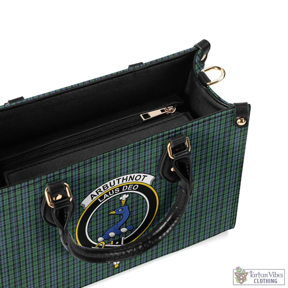 Tartan Vibes Clothing Arbuthnot Tartan Luxury Leather Handbags with Family Crest