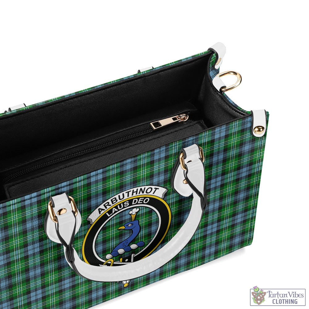 Tartan Vibes Clothing Arbuthnot Ancient Tartan Luxury Leather Handbags with Family Crest