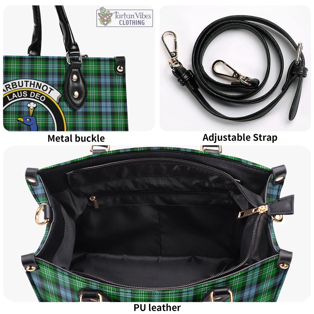 Tartan Vibes Clothing Arbuthnot Ancient Tartan Luxury Leather Handbags with Family Crest