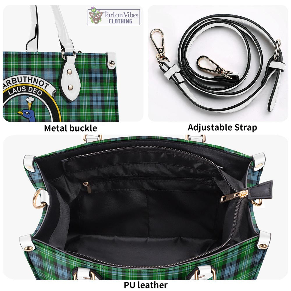 Tartan Vibes Clothing Arbuthnot Ancient Tartan Luxury Leather Handbags with Family Crest