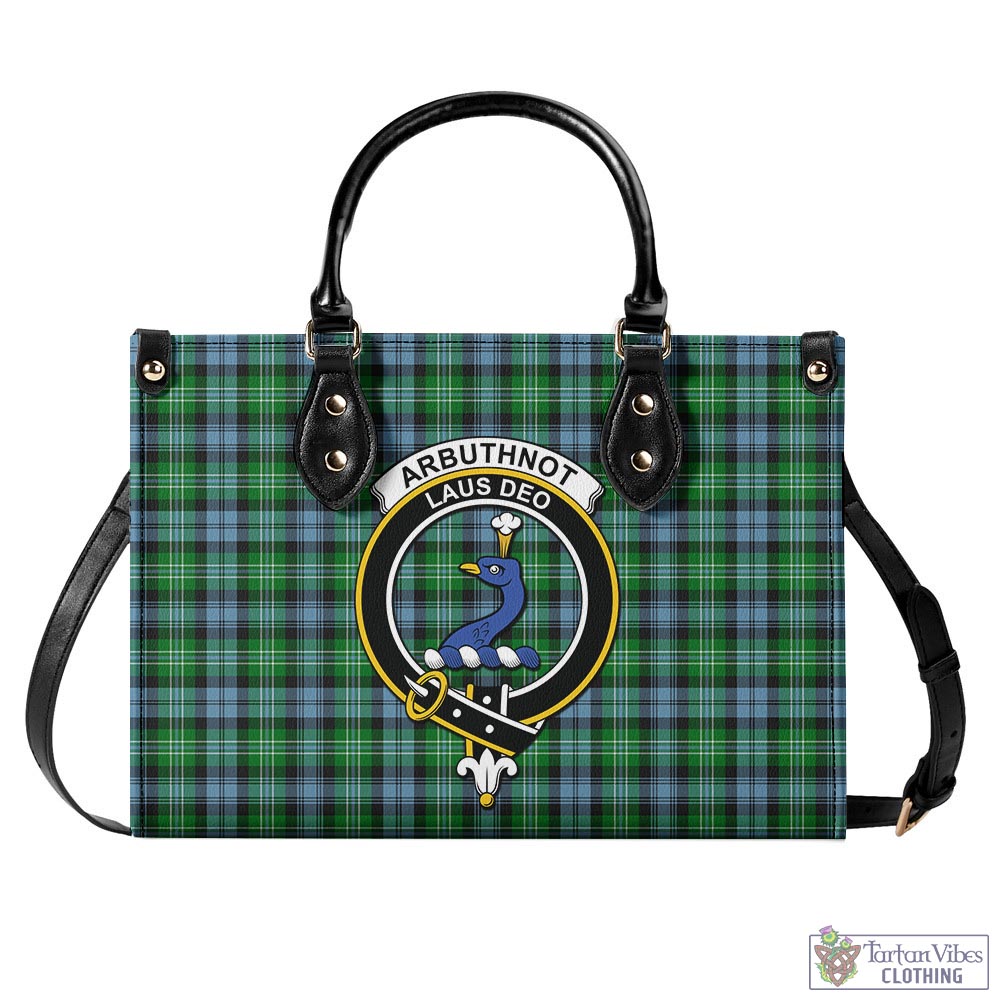 Tartan Vibes Clothing Arbuthnot Ancient Tartan Luxury Leather Handbags with Family Crest