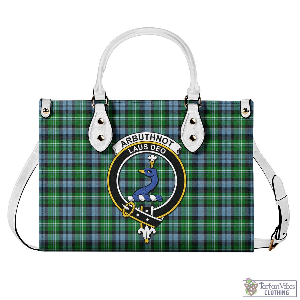 Tartan Vibes Clothing Arbuthnot Ancient Tartan Luxury Leather Handbags with Family Crest