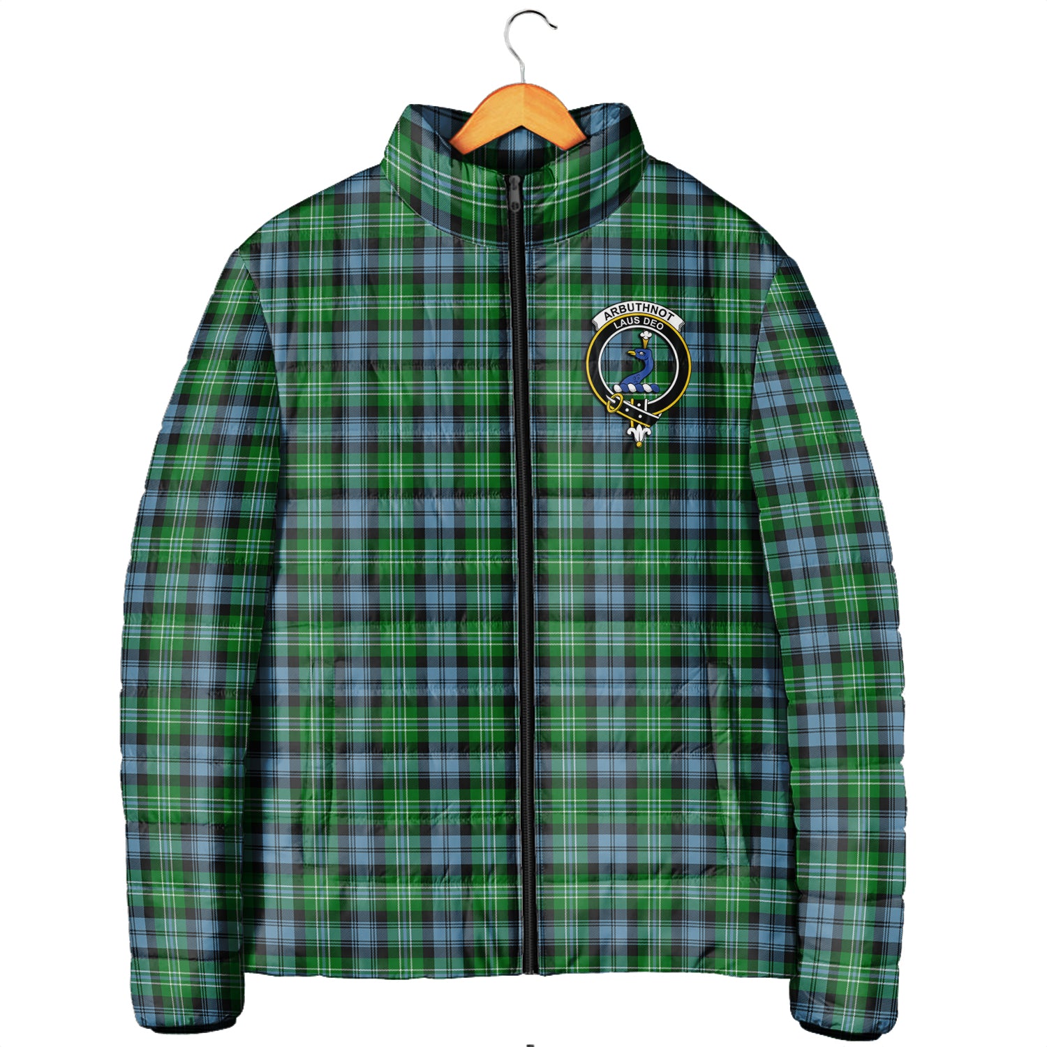 Arbuthnot Ancient Tartan Padded Jacket with Family Crest Men's Padded Jacket - Tartan Vibes Clothing