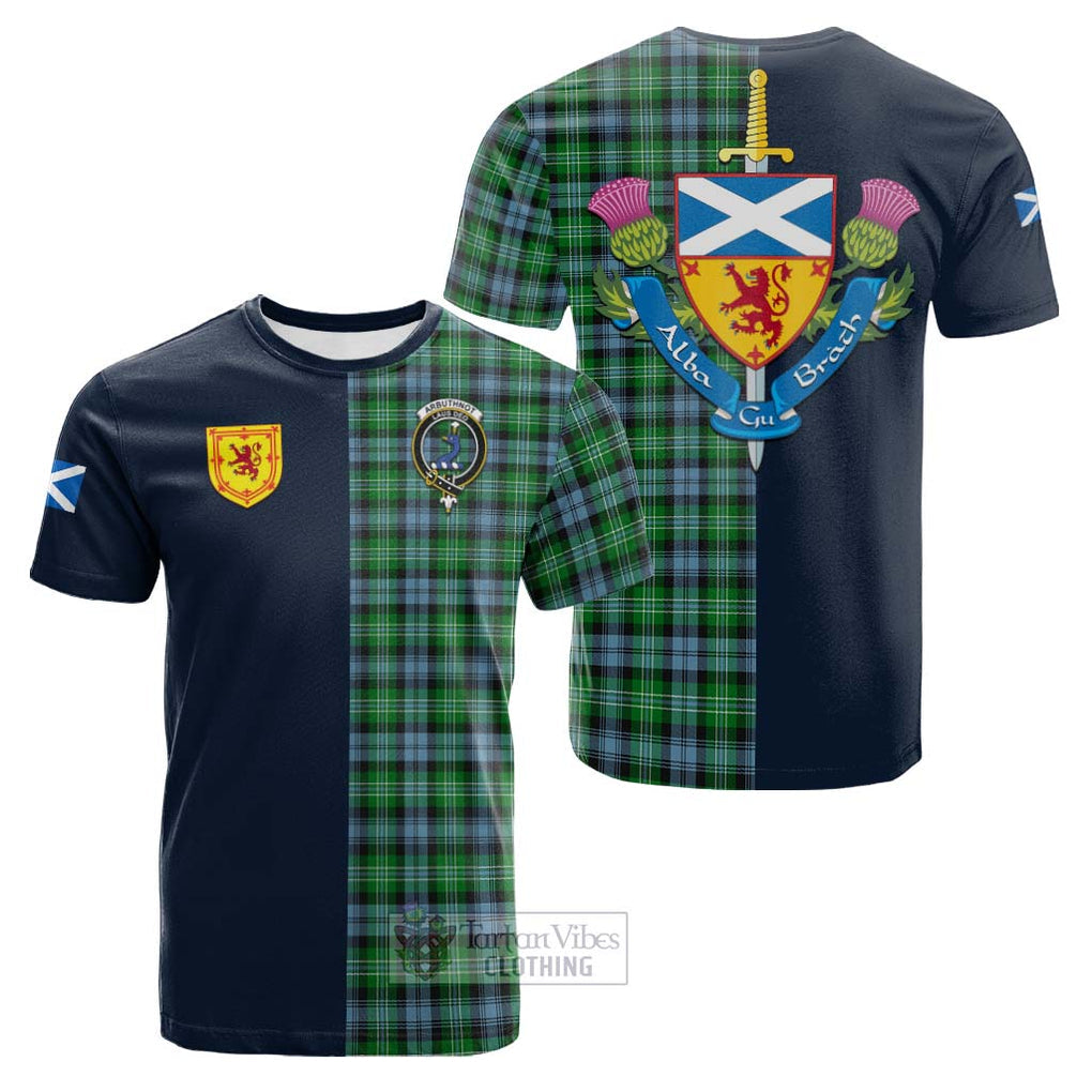 Tartan Vibes Clothing Arbuthnot Ancient Tartan Cotton T-shirt with Scottish Lion Royal Arm Half Style