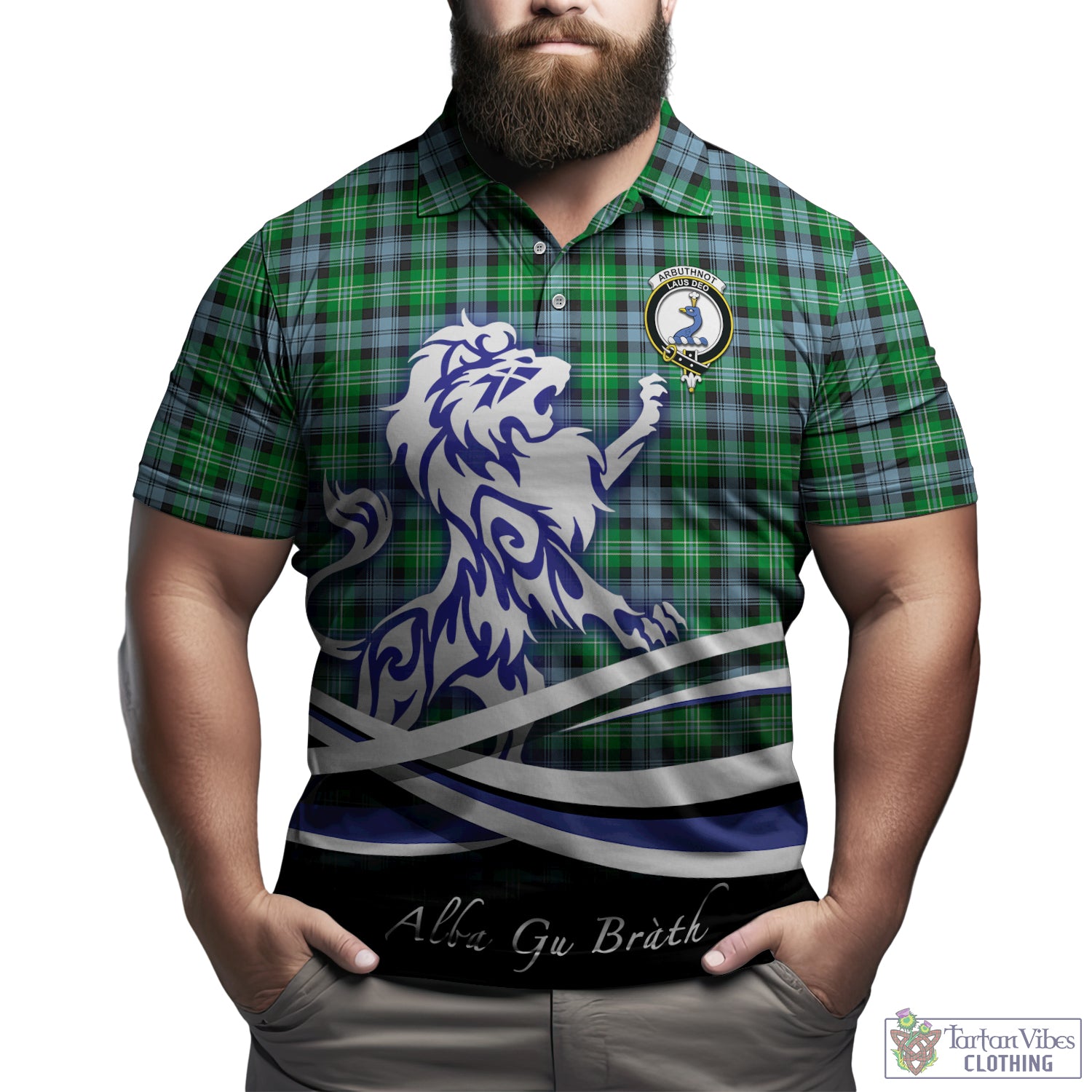 arbuthnot-ancient-tartan-polo-shirt-with-alba-gu-brath-regal-lion-emblem