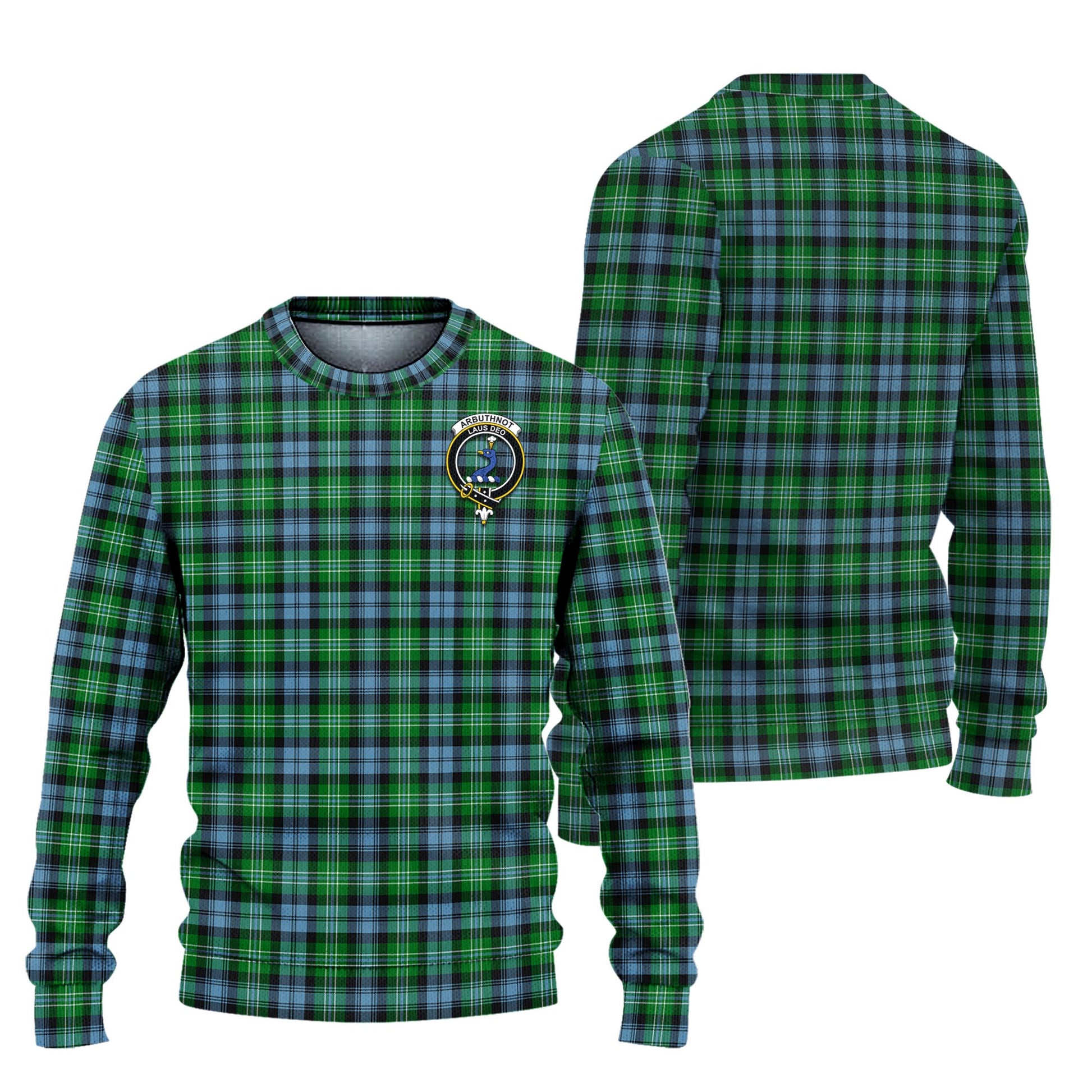 Arbuthnot Ancient Tartan Knitted Sweater with Family Crest Unisex - Tartanvibesclothing