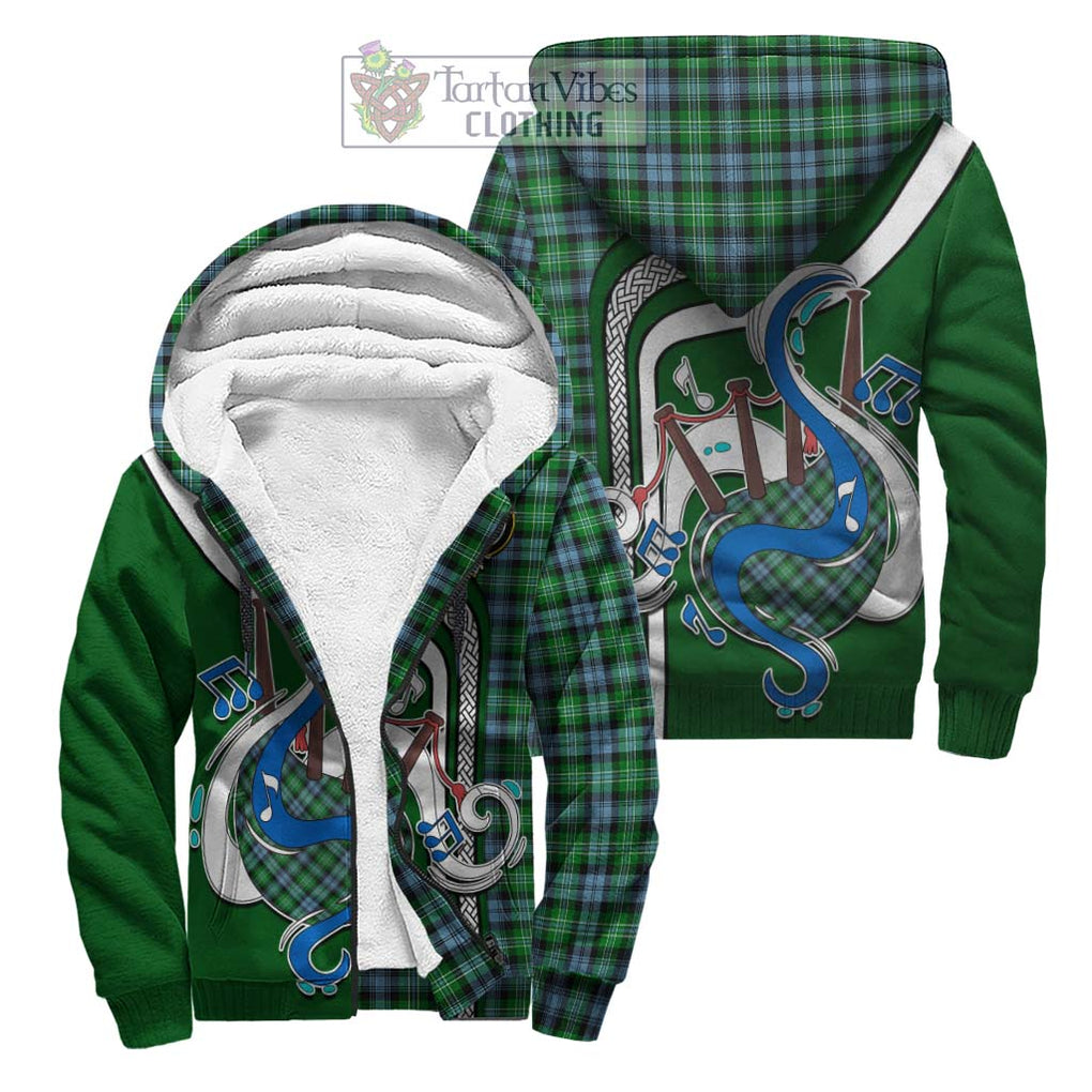 Arbuthnot Ancient Tartan Sherpa Hoodie with Epic Bagpipe Style Unisex S - Tartanvibesclothing Shop