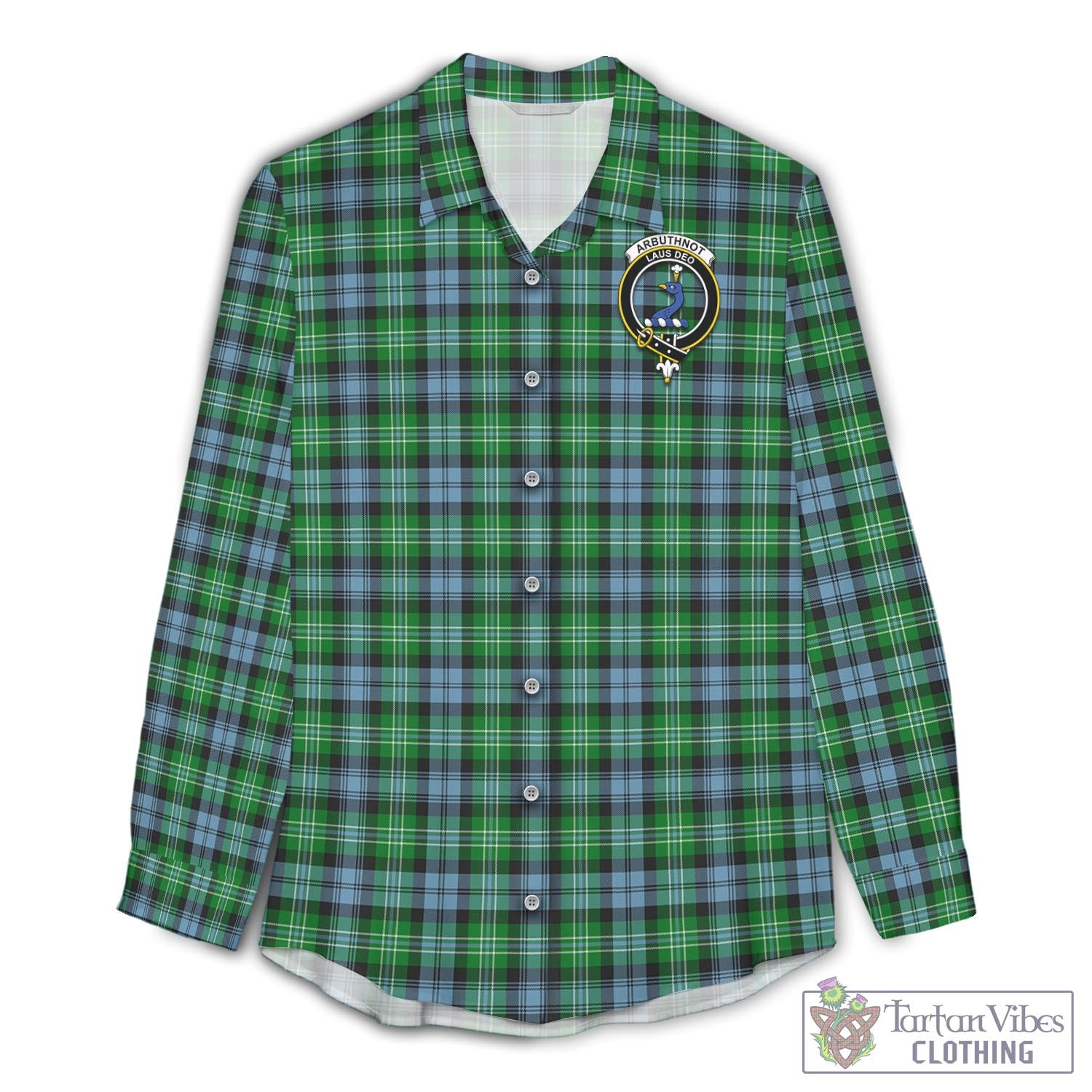 Tartan Vibes Clothing Arbuthnot Ancient Tartan Womens Casual Shirt with Family Crest