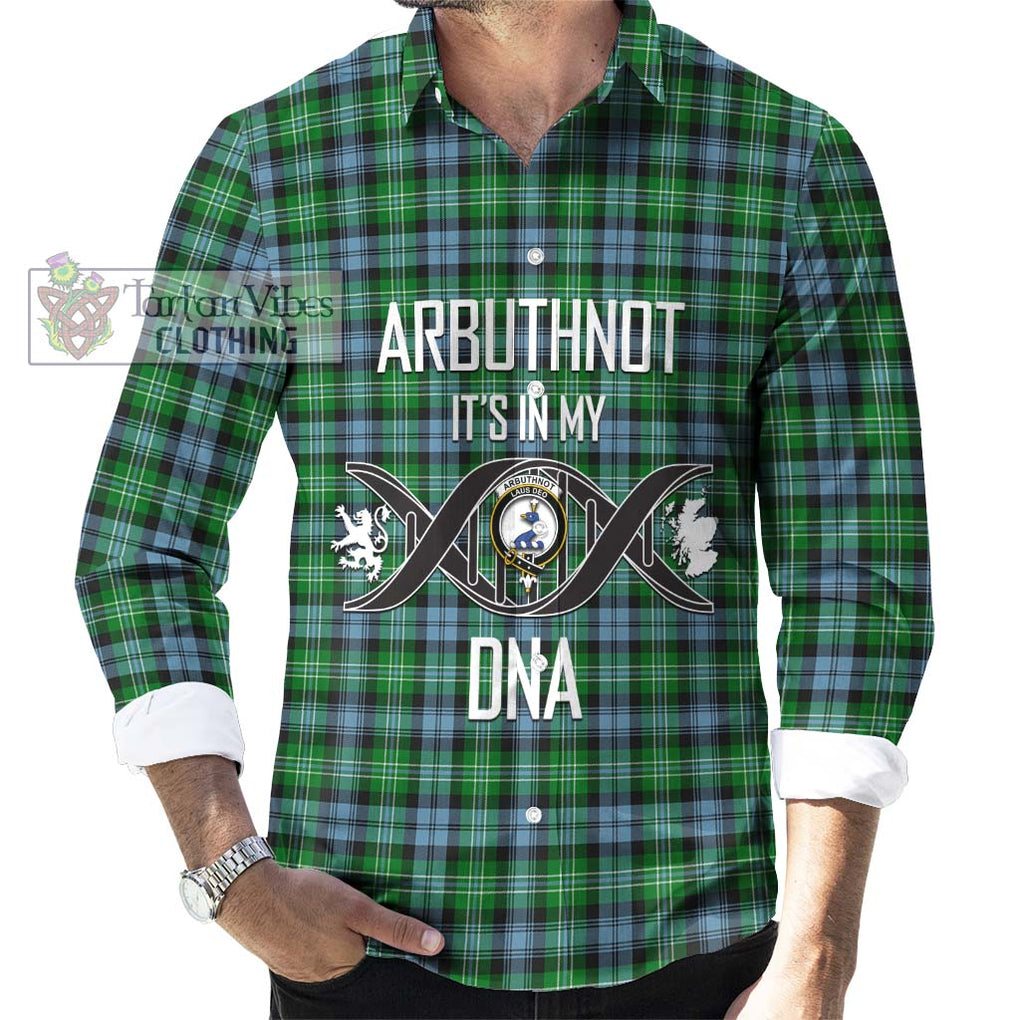 Arbuthnot Ancient Tartan Long Sleeve Button Shirt with Family Crest DNA In Me Style Men's Shirt S - Tartanvibesclothing Shop