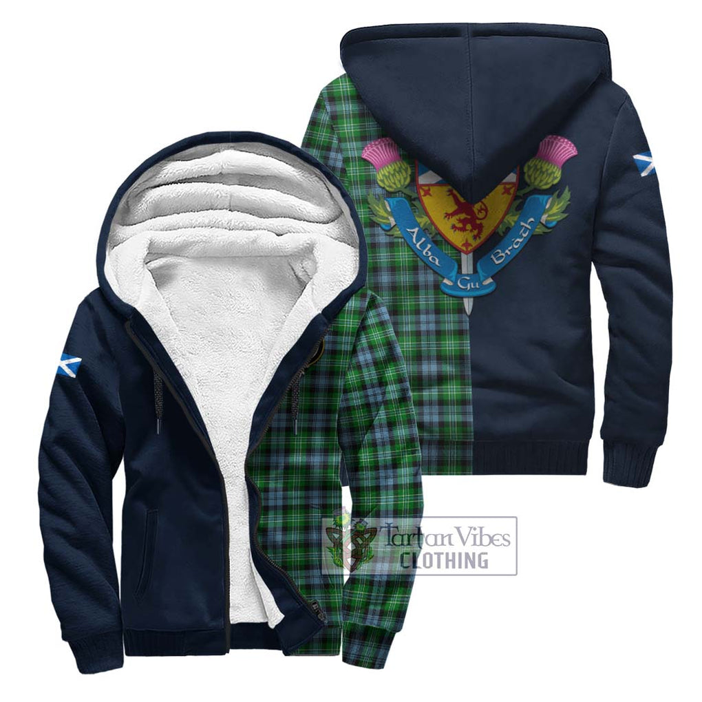 Tartan Vibes Clothing Arbuthnot Ancient Tartan Sherpa Hoodie with Scottish Lion Royal Arm Half Style