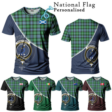 Arbuthnot Ancient Tartan T-Shirt with Personalised National Flag and Family Crest Half Style