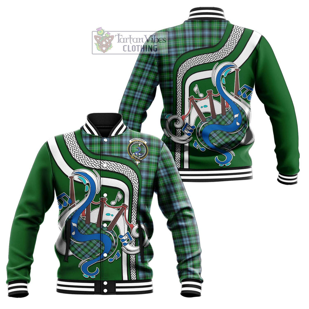 Tartan Vibes Clothing Arbuthnot Ancient Tartan Baseball Jacket with Epic Bagpipe Style