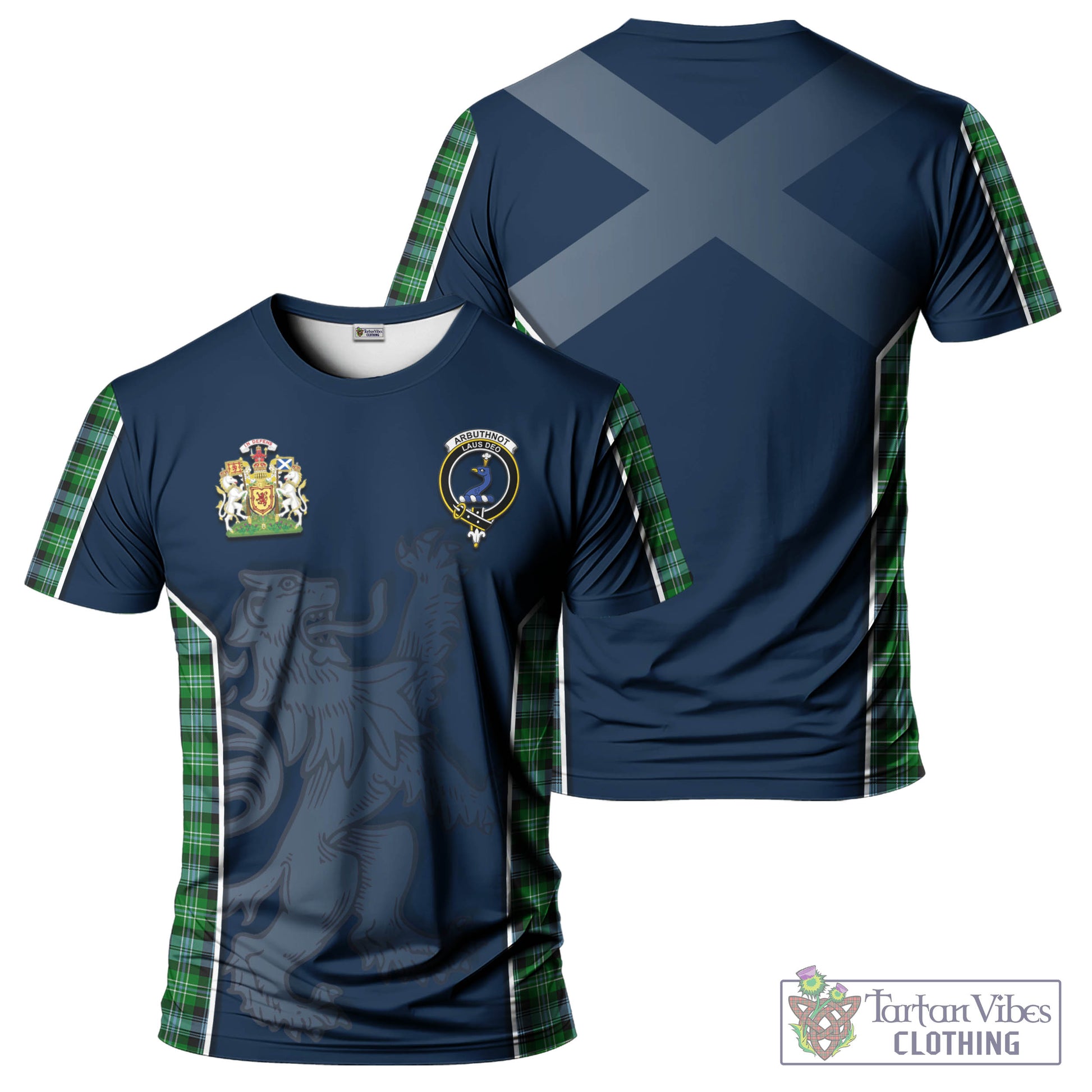 Tartan Vibes Clothing Arbuthnot Ancient Tartan T-Shirt with Family Crest and Lion Rampant Vibes Sport Style