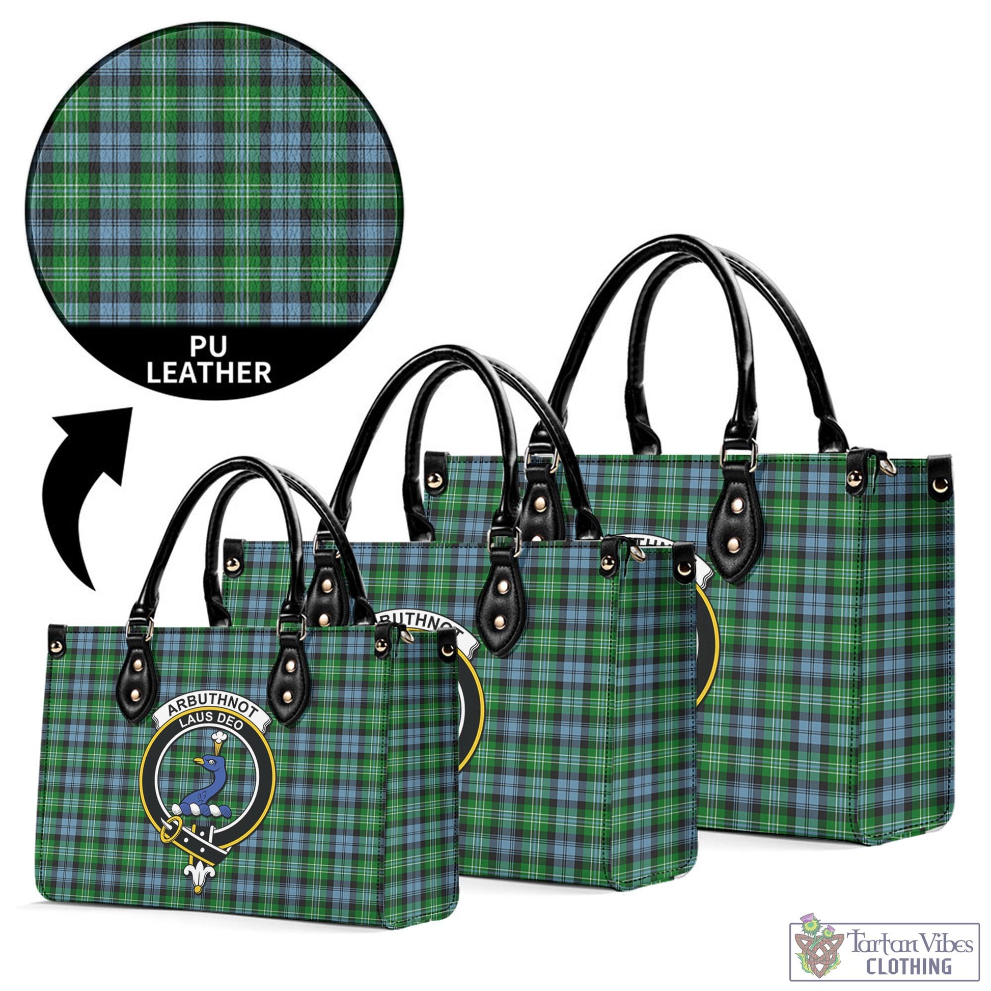 Tartan Vibes Clothing Arbuthnot Ancient Tartan Luxury Leather Handbags with Family Crest