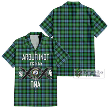 Arbuthnot Ancient Tartan Short Sleeve Button Shirt with Family Crest DNA In Me Style