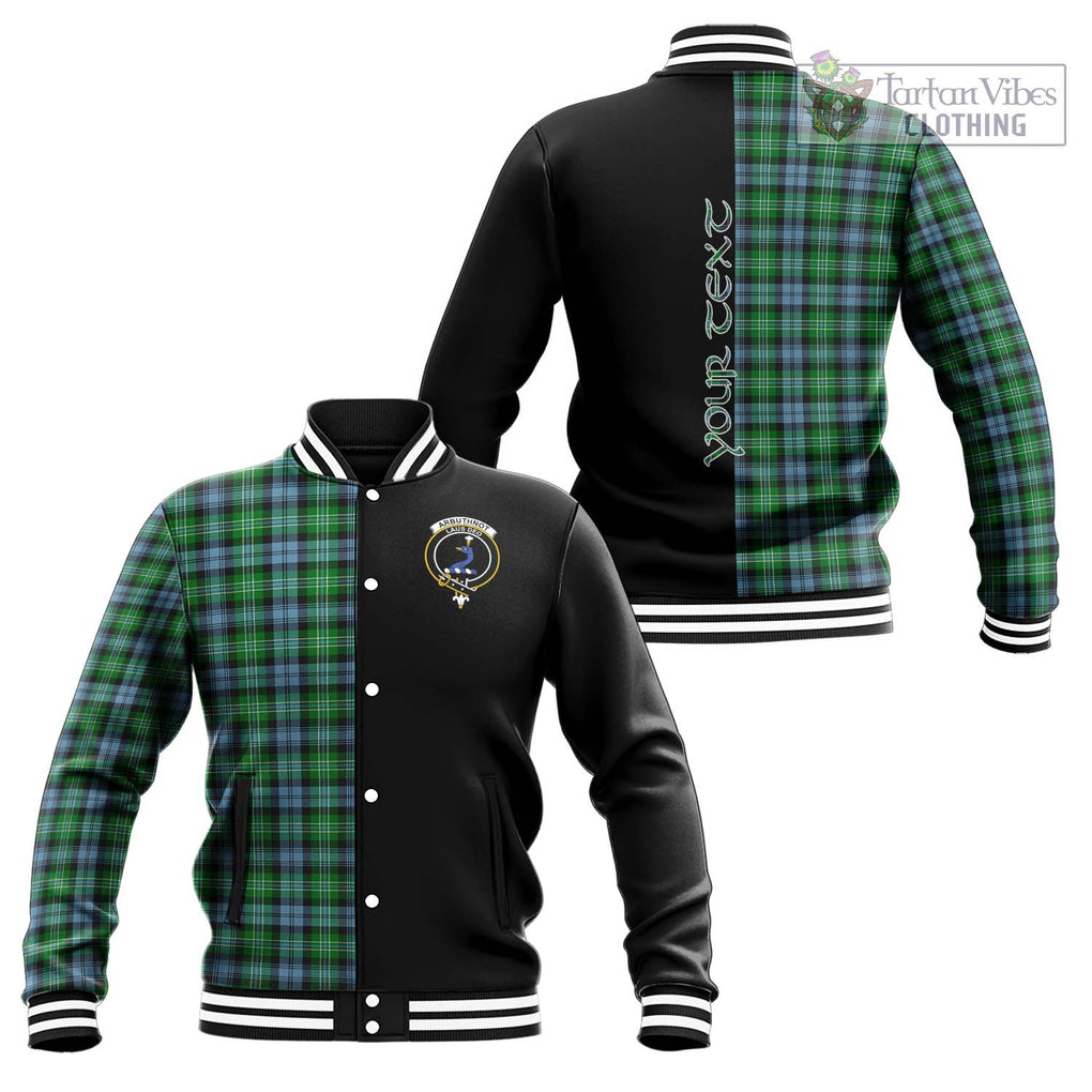 Arbuthnot Ancient Tartan Baseball Jacket with Family Crest and Half Of Me Style Unisex - Tartanvibesclothing Shop