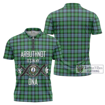 Arbuthnot Ancient Tartan Zipper Polo Shirt with Family Crest DNA In Me Style